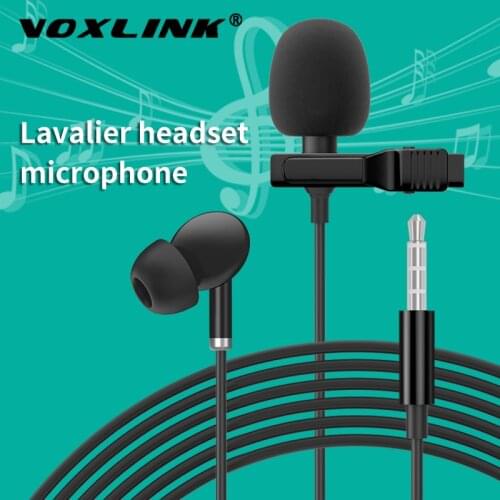 VOXLINK Microphone with Metal Lavalier Right Headset Clip Tie Collar for Mobile Phone Speaking Live broadcast Lapel Microphones