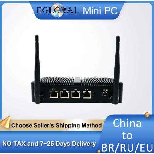 Eglobal Mini PC Intel Celeron J1900 Quad core 4*Gigabit Ethernet LAN Mini Computer Celeron Fanless PC Pfsense Firewall Router