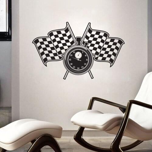 Race Flags Wall Sticker Car Racing Wall Decal Art Mural Kids Children Room Decoration Removable Nursery Decor Poster