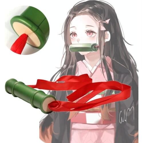 Anime Demon Slayer Kimetsu No Yaiba Kamado Nezuko Sealing Stick Cosplay Props Girls Halloween Bamboo Mouth Sticks