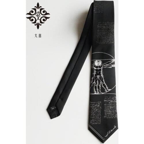 Gift Cool college style The Da Vinci Code black Embroidery Hand cut Premium party tie Creative neck tie width :7cm DX