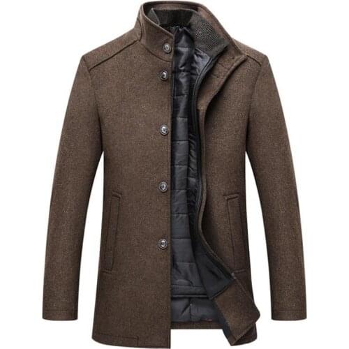 Wool Coat Men Thick Overcoats Topcoat Mens Single Breasted Coats And Jackets With Adjustable Vest 4 Colours M-3XL
