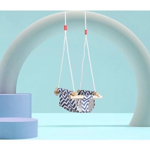 Baby Swing Set Cartoon Canvas Chair Hanging Wood Outdoor Baby Toy Outdoor Small Basket Safe Recreation For Children HWC