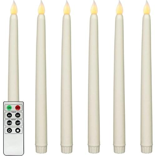 Taper Candles Flickering with 10-Key Remote Battery Operated Led Warm Wick Light Window Candles Real Wax Christmas Wedding Decor