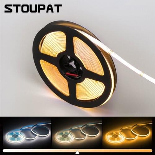 CCT COB LED Light Strip DC24V 10mm 576LEDs High Density Flexible RA90 3000K-6000K Linear Dimmable Dual Color FOB Warm White