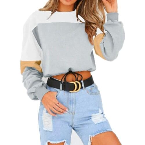 2018 Multicolor O-Ring Zip Front Cut and Sew Sweatshirt Athleisure Stand Collar Raglan Sleeve Sweatshirt Women Autumn Pullovers