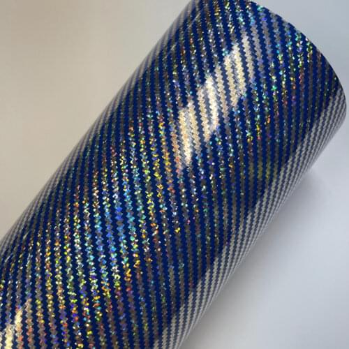 2D Carbon Fiber Vinyl Wrap Film blue Laser Rainbow Carbon Car Wrapping Foil Console Computer Laptop Skin Phone Cover Motorcycle
