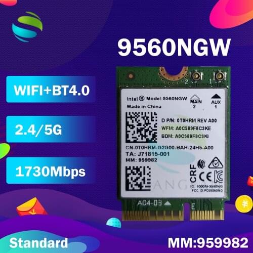 Wifi Card For Intel Dual Band AC 9560 9560NGW 9560AC 0T0HRM 1.73Gbps NGFF Key E Wifi Card 80211ac BT5.0 MM:959982 for W10