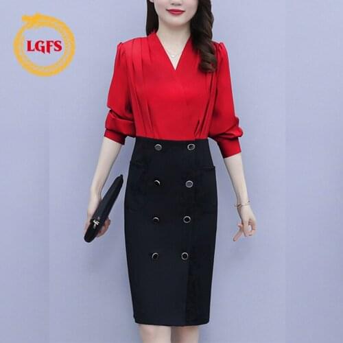 Dress Womens Fake Two-piece Suit 2021 Spring and Autumn Professional Commuter OL Mid-length Suit Dress A-line Skirt Suit