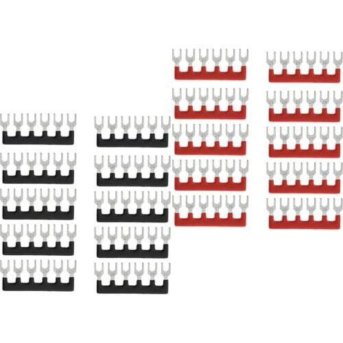 10x Fork Type Pre Insulated Terminal Block Barrier Jumper Strip 6 Positions, Easy to Install