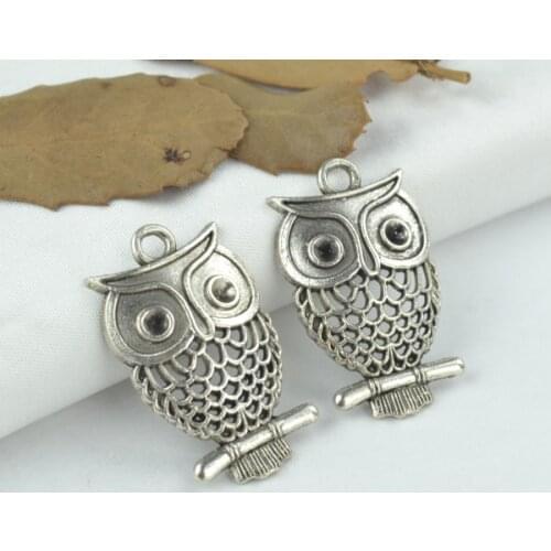 12pcs alloy Tibetan Silver Plated owl Charms Pendants for Jewelry Making DIY Handmade Craft 32*19mm D139