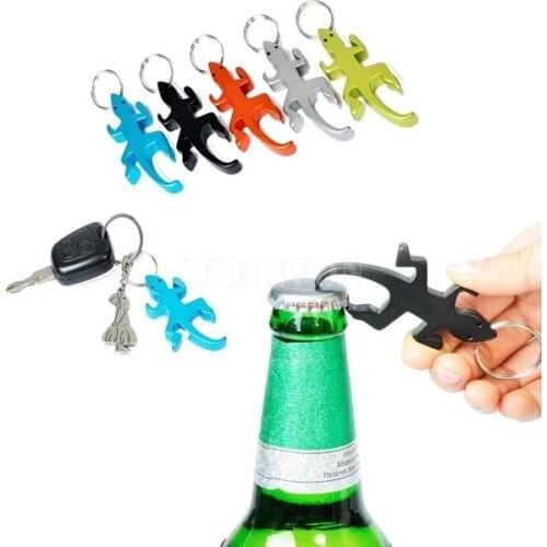 2000Pcs/Lot Lizard Shape Novelty Aluminum Alloy Keyring Keychain Bar Beer Bottle Cap Opener Pocket Tool 7.8x2.4cm (Random)