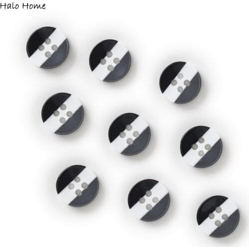 30pcs Black Stripe Round Resin Buttons Sewing Scrapbooking Handwork Home Clothing Gift Decor 12mm