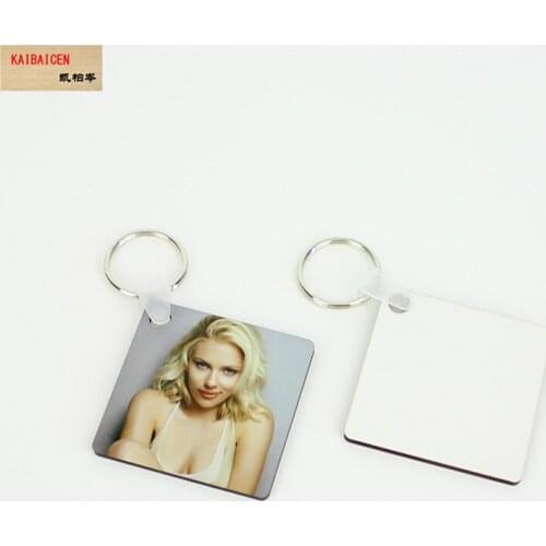 300pcs/Lot Sublimation Wooden Hard Board Key Rings Double Printable Blank MDF Key Chains One Side printable