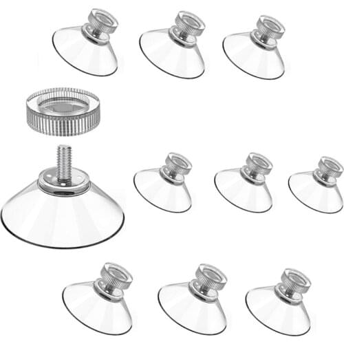 4/10Pcs M4 Screw Transparent Suction Cup Clear Plastic Sucker Hooks Replacement Fit for Glass Table Tops Kitchen Bathroom N0PA