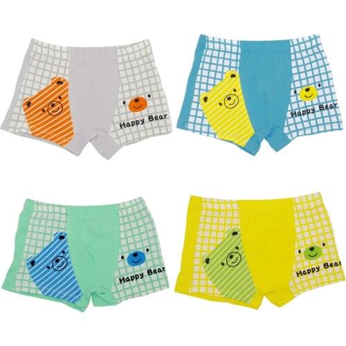 4Pcs/Pack 100% Cotton Children Underwear Pants Baby Boys Girls Boxer Shorts Cartoon Bear Boy Girl Shorts Kids Panties 1-16Y