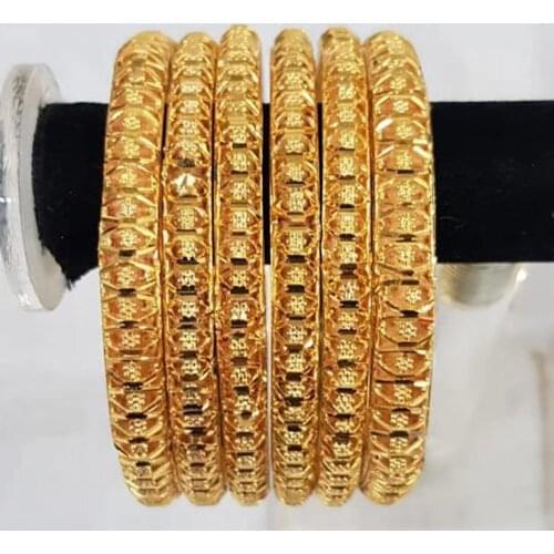 6-8 mm wide 6pcs/lot Ethiopian Gold Bangle for Women Wedding Bride Bracelets Gold Color Jewelry Middle East African Gifts