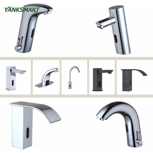 YANKSMART Bathroom kitchen automatic sensor hands free brass ORB black chrome polished swivel mixer / single cold faucet tap
