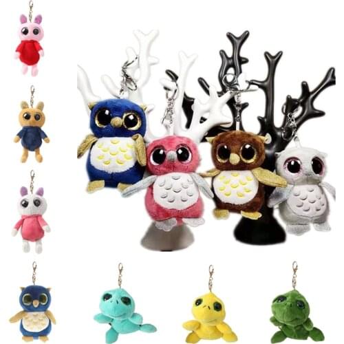 Cute Owl Tortoise Rabbit Dog Cat Small Pendant Plush Toys key Chains Women Bag Hangings Christmas Birthday Gifts