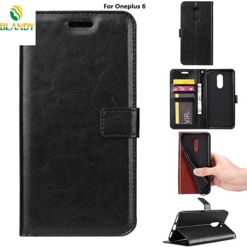 10pcs/lot phone case For oneplus 6 crazy horse Wallet Leather TPU cover Case