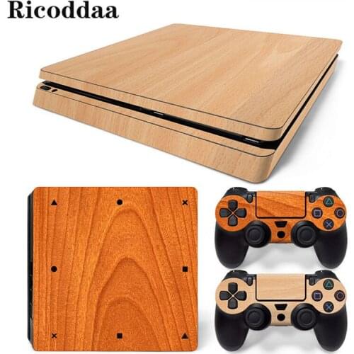 Wood Decal Skin For PS4 Slim +2PCS Controller Protective Skins Decals For Sony Playstation 4 Slim Game Accessories