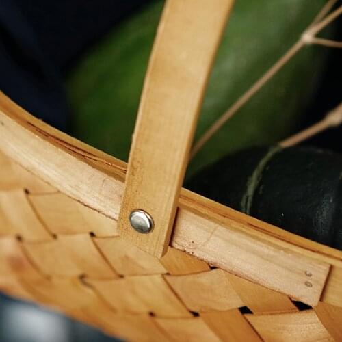 Hand Woven Wood Basket Vegetable Fruit Home Daily Necessities Easter Storage Basket NIN668