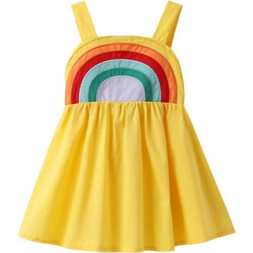 Kids Dress Rainbow Print Comfortable to Wear Pure Cotton Girls Sleeveless Party Dress Summer Dress for Girls Childrens Clothing