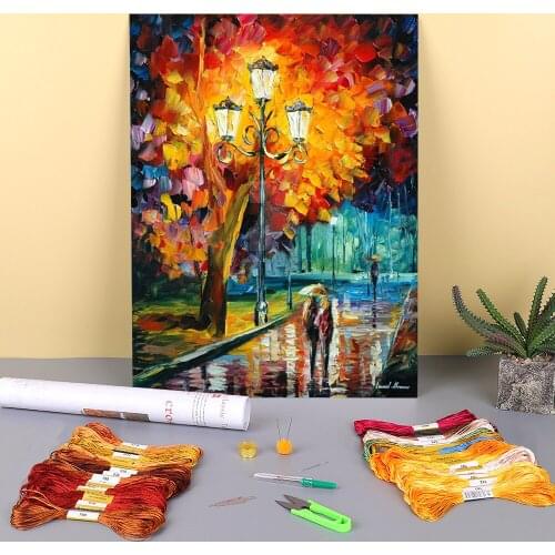 Walking Home Printed Fabric 11CT Cross-Stitch Embroidery Patterns DMC Threads Needlework Handicraft Craft Painting Wholesale
