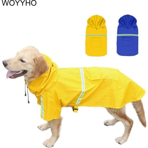 Hooded Dog Raincoat Waterproof Pet Outdoor Clothing Dogs Coat Jacket For Small Medium Large Dog Reflective Clothes S-5XL