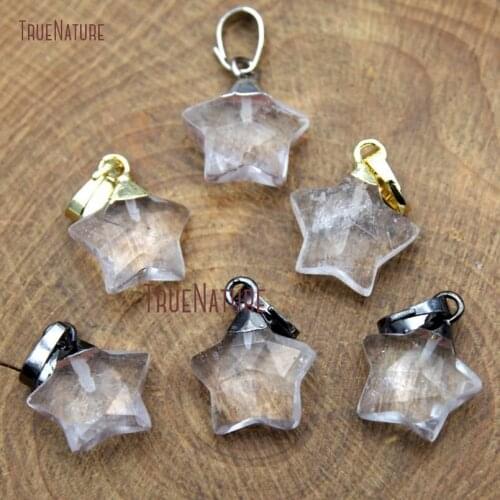 Faceted Lovely Star Pendant Clear Crystal Tiny Pendants Gunmetal Electroplated Single Bail Crystal Quartzs In 19*12 mm PM9876