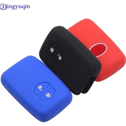 Jingyuqin for Toyota RAV4 Land Cruiser Camry Highlander Prado Prius 2 Buttons Remote Silicone Key FOB Case Cover Holder