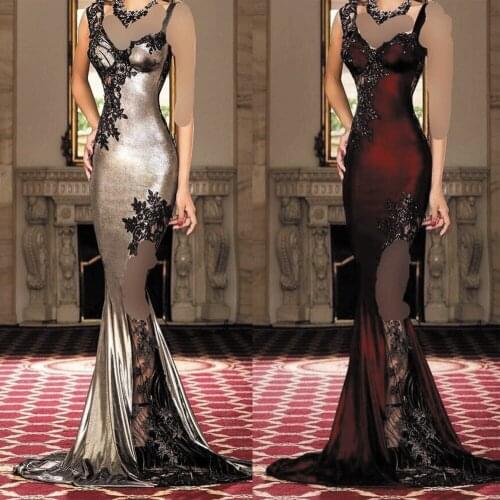 SuperKimJo Lace Applique Evening Dresses Long Burgundy Mermaid Beaded Sleeveless Evening Gown Vestidos De Festa Longo