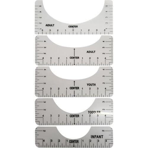 4/5PC Round Neck Calibration Ruler T-shirt Guide Tool With Scale Tailor Manual Crafts Maker Sewing Centering Alignment Ruler