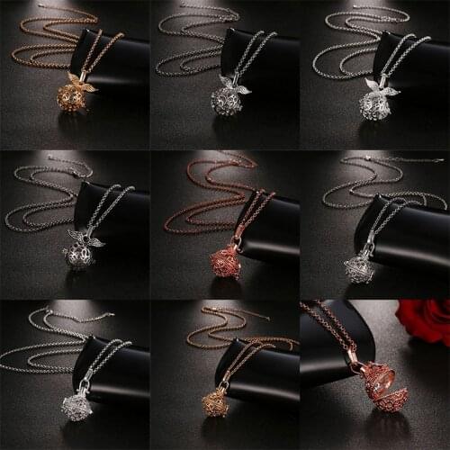 Mexico Chime Music Angel Ball Caller Vintage Pendant Aromatherapy Essential Oil Necklace For Women Fashion Sweater Chain Jewelry