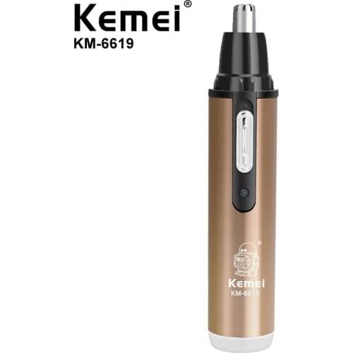 KEMEI Mini Rechargeable Clectric Nose Hair Trimmer Personal Cleansing Care Portable Nose Hair Cleaner KM-6619 Champagne Color