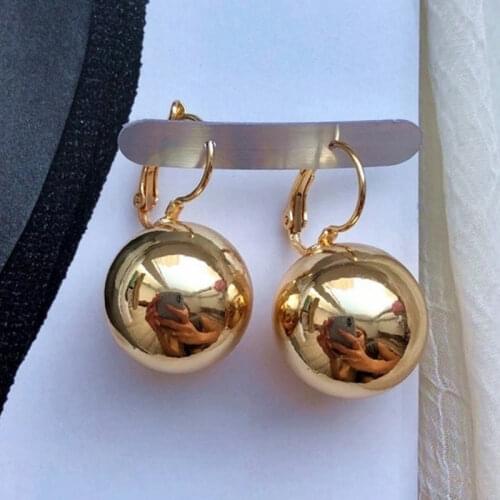 UILZ Copper Plated Fashion Jewelry Big Round Ball Pendant Statement Earrings for Women Gifts Wedding Accessory CEL1192