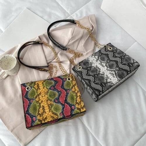 Fashion Snake Pattern Printing Women Large Capacity Crossbody Handbags Retro PU Leather Ladies Casual Shoulder Messenger Bags