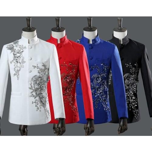 2019 Hot 4 Colors Groom Tuxedo Wedding Singer Suits Single Breasted Slim Fit Suit Prom Dresses Fashion Casual Suit Men