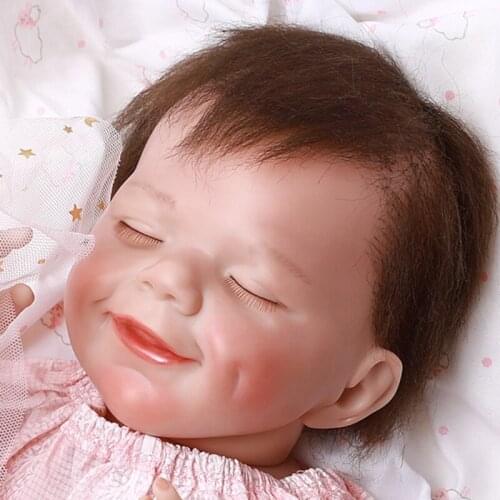 17inch Soft Full Silicone Reborn So Sweet Baby Dolls Smile Face Sleeping Bebe For Girls Children Gift Fashion Doll Lifelike Toys