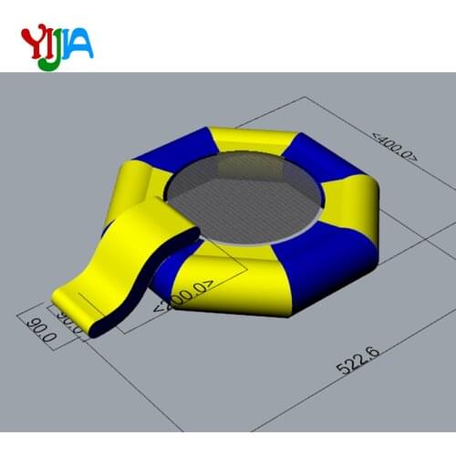 Inflatable Water Trampoline with Slide Portable Water Bouncer Inflatable Jump Water Trampoline Bounce Swim Platform for Sports