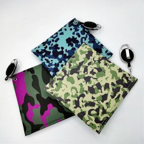 NEW Camouflage Golf Towel With Stretchable Hook Mini Clean Waterproof PU Golf Club Cleaner Tool 6.7x6.7inch Unisex
