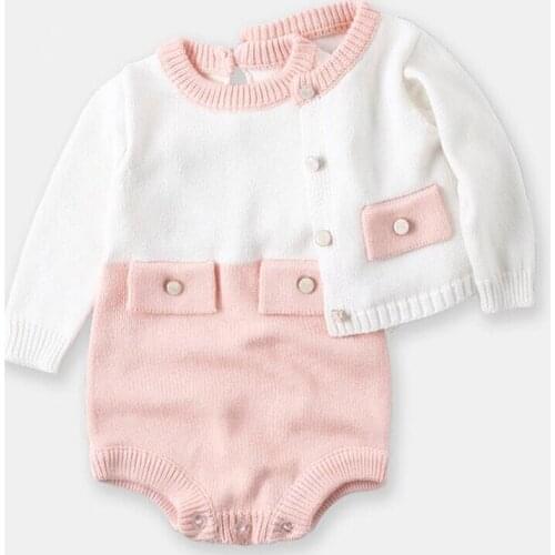 2021 Autumn Winter Baby Girls Clothes Baby Knitted Romper Newborn Baby Clothes Cotton Baby Girl Romper Cardigan Jumpsuit