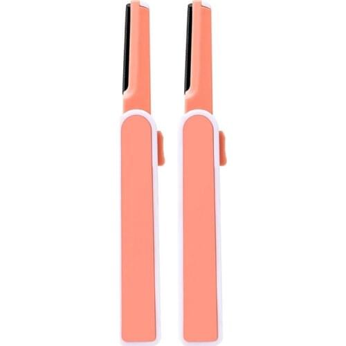OT&T 2Pcs Portable Eyebrow Shaver Eyebrow Trimmer Female Razor Shaper Facial Hair Remover Blade with Adjustable Knife Handle