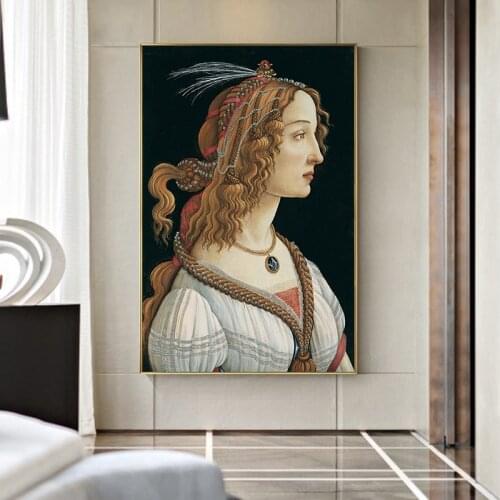 Portrait of A Young Woman By Sandro Botticelli Famous Painting Wall Art Canvas Painting Posters and Prints for Home Decoration