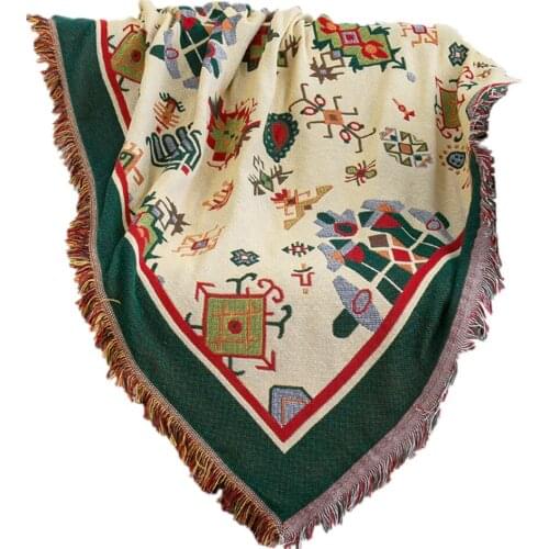 Drop Shipping Cotton Sofa Recliner Blanket Warm Knitted Comforter Plaids for Bed Home Lounge Chair Covering Thread Blankets