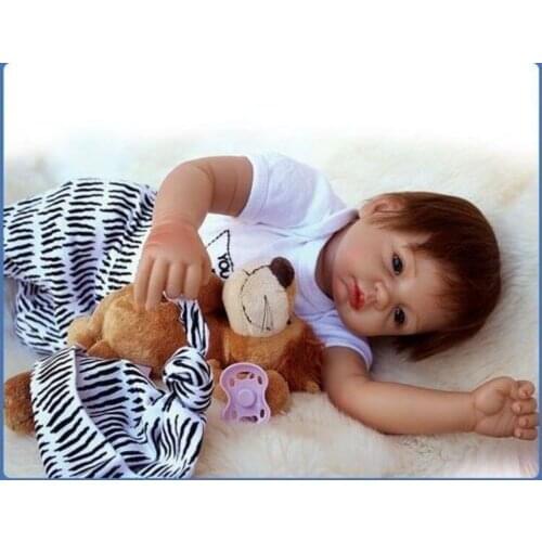 Realistic Silicone Vinyl Newborn Doll 22'' Reborn Baby Boys Girl Bebe Cloth Body Fashion Doll Silicone Interactive Dolls