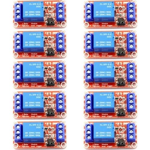 5V 1 Channel Relay Module,Optocoupler Isolation Support High and Low Level Trigger (10PCS)