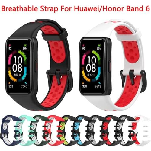 Breathable Strap For Huawei Honor Band 6 Silicone Watchband Screen Protector Replacement Bracelet For Honor Band 6 Strap