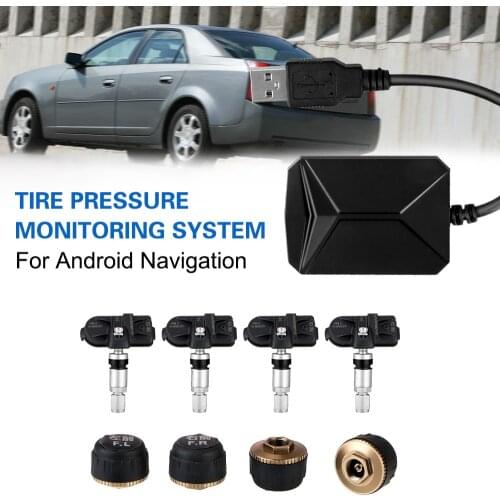 LEEPEE Android Navigation Alarm System Tire Pressure Monitoring System USB Android Car TPMS Transmission TPMS With 4 Sensors