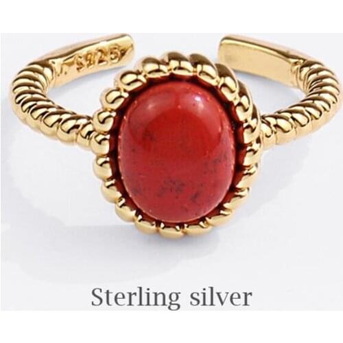 Sole Memory Red Gem Cool 925 Sterling Silver Female Resizable Opening Rings SRI805